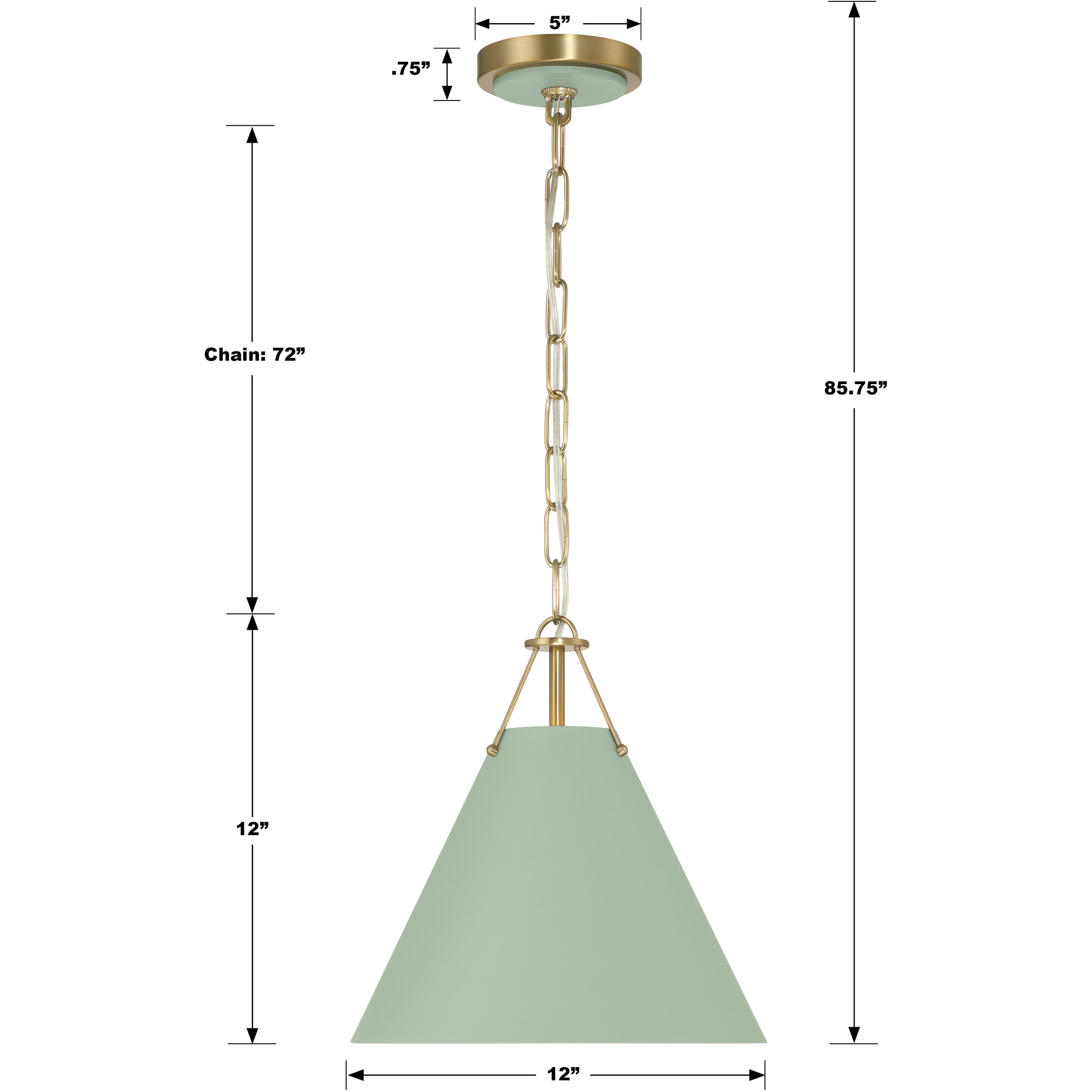 Xavier 1 Light 12 inch Vibrant Gold Mini Pendant Ceiling Light in Vibrant Gold and Green