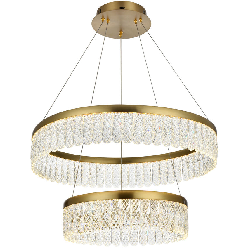 Rune 2 Light 24 inch Satin Gold Chandelier Ceiling Light