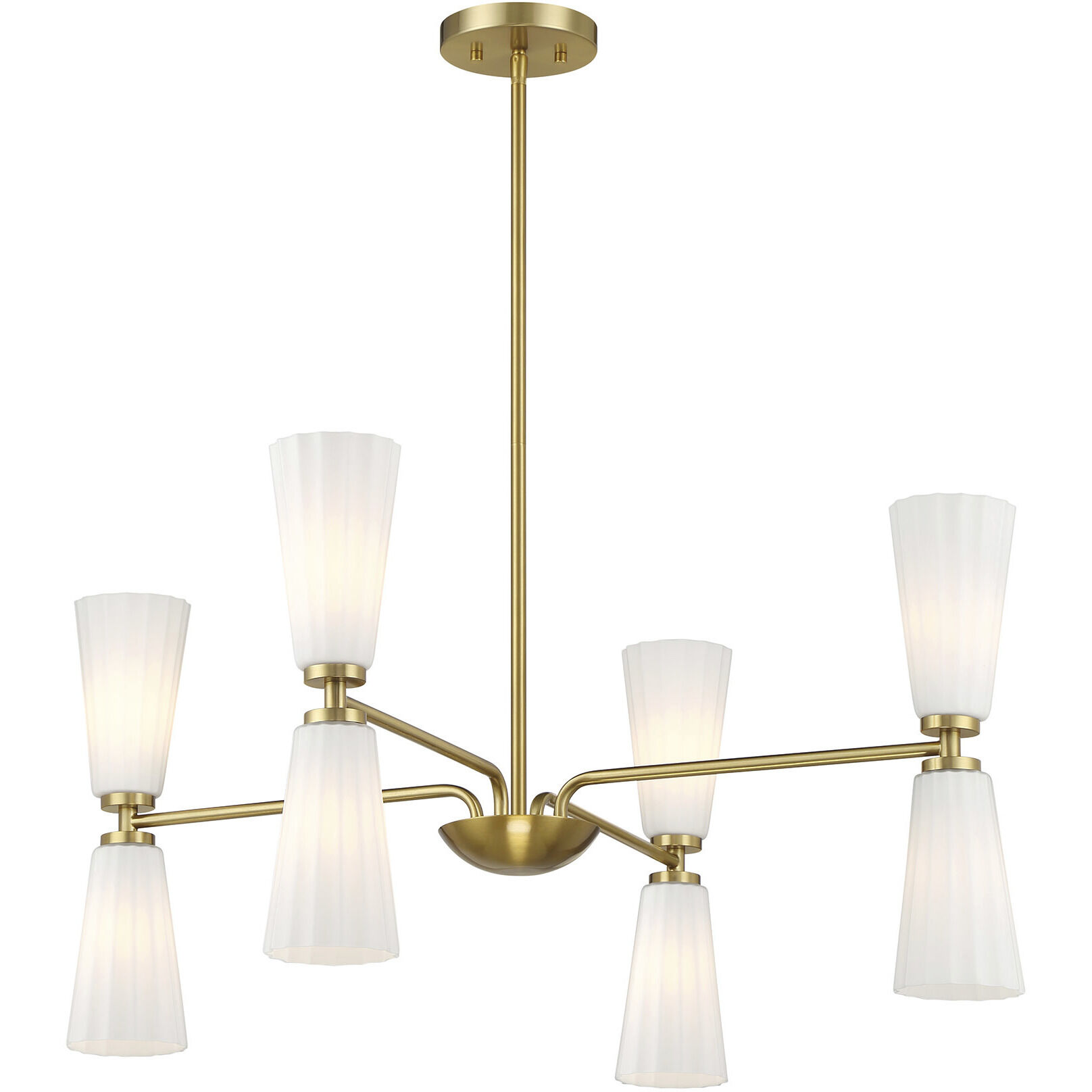 Contemporary 8 Light 32 inch Natural Brass Chandelier Ceiling Light