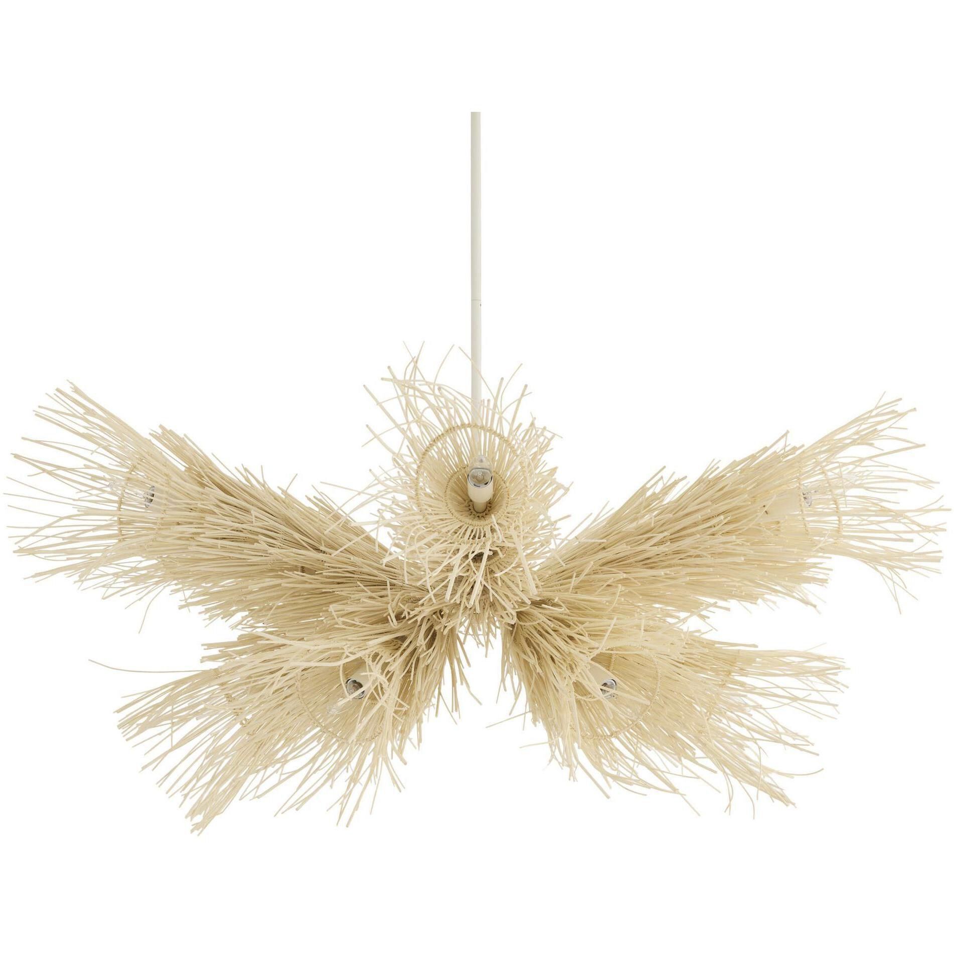 Kauai 12 Light 52 inch Bleached Rattan and White Chandelier Ceiling Light