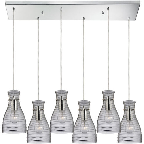 Strata 6 Light 9 inch Polished Chrome with Clear Mini Pendant Ceiling Light