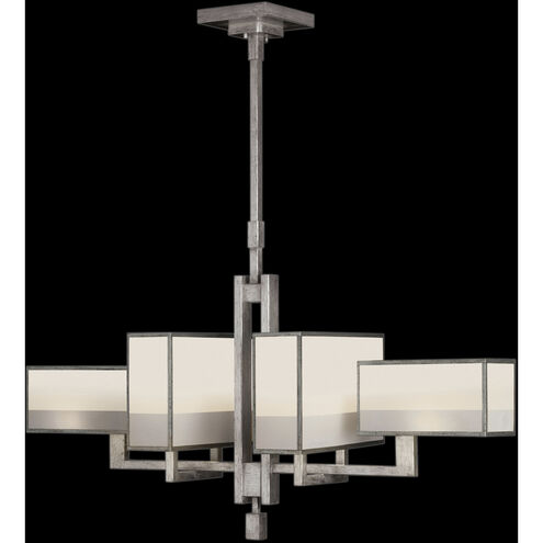 Perspectives 6 Light 42 inch Silver Chandelier Ceiling Light in White Crepe