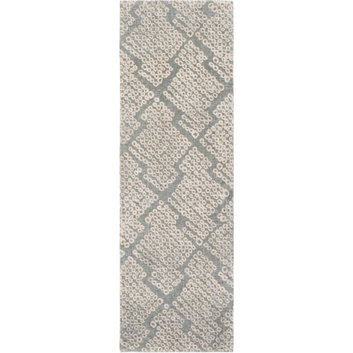 Shibori 96 X 30 inch Green and Neutral Runner, Viscose