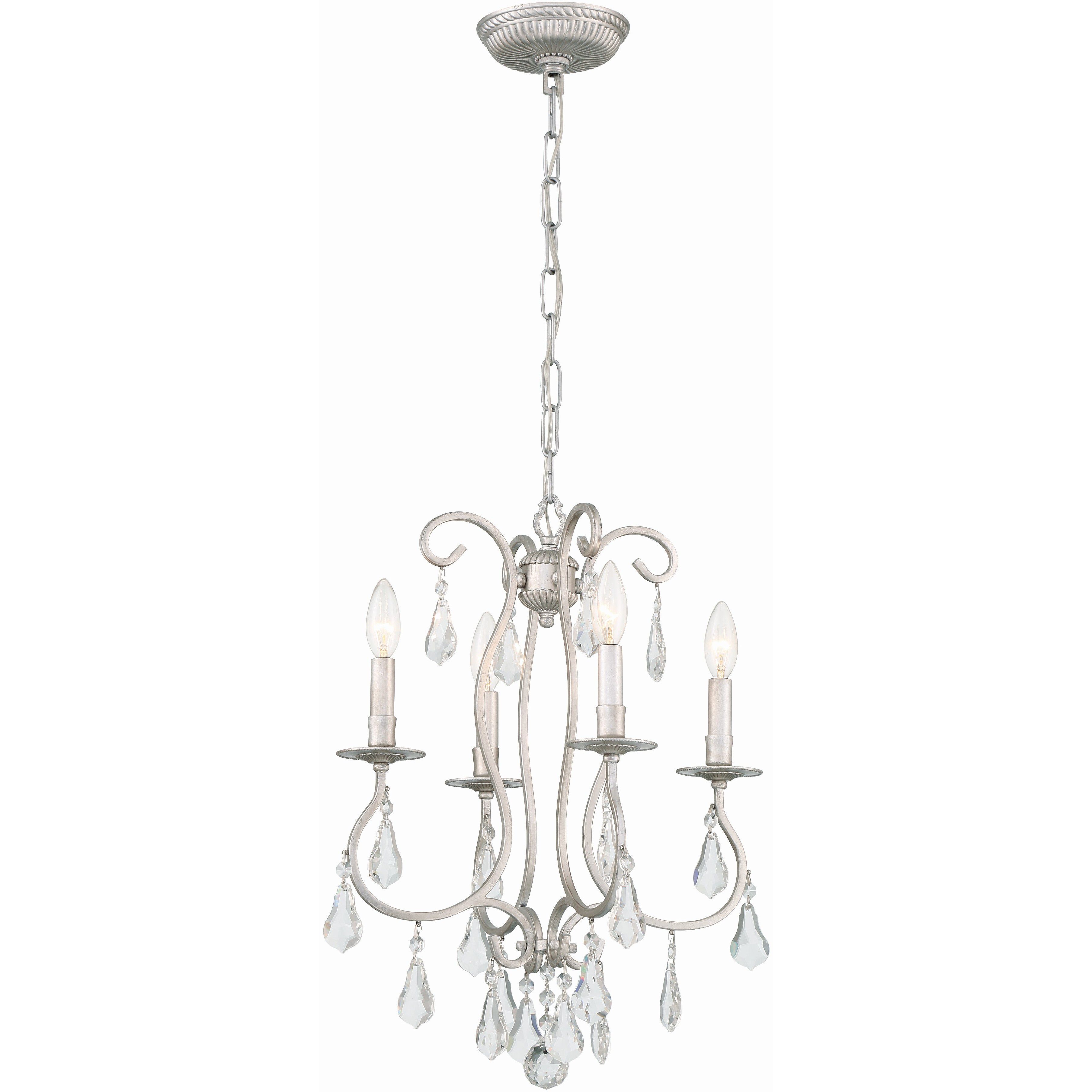 Ashton 4 Light 16 inch Olde Silver Mini Chandelier Ceiling Light in Clear Swarovski Strass