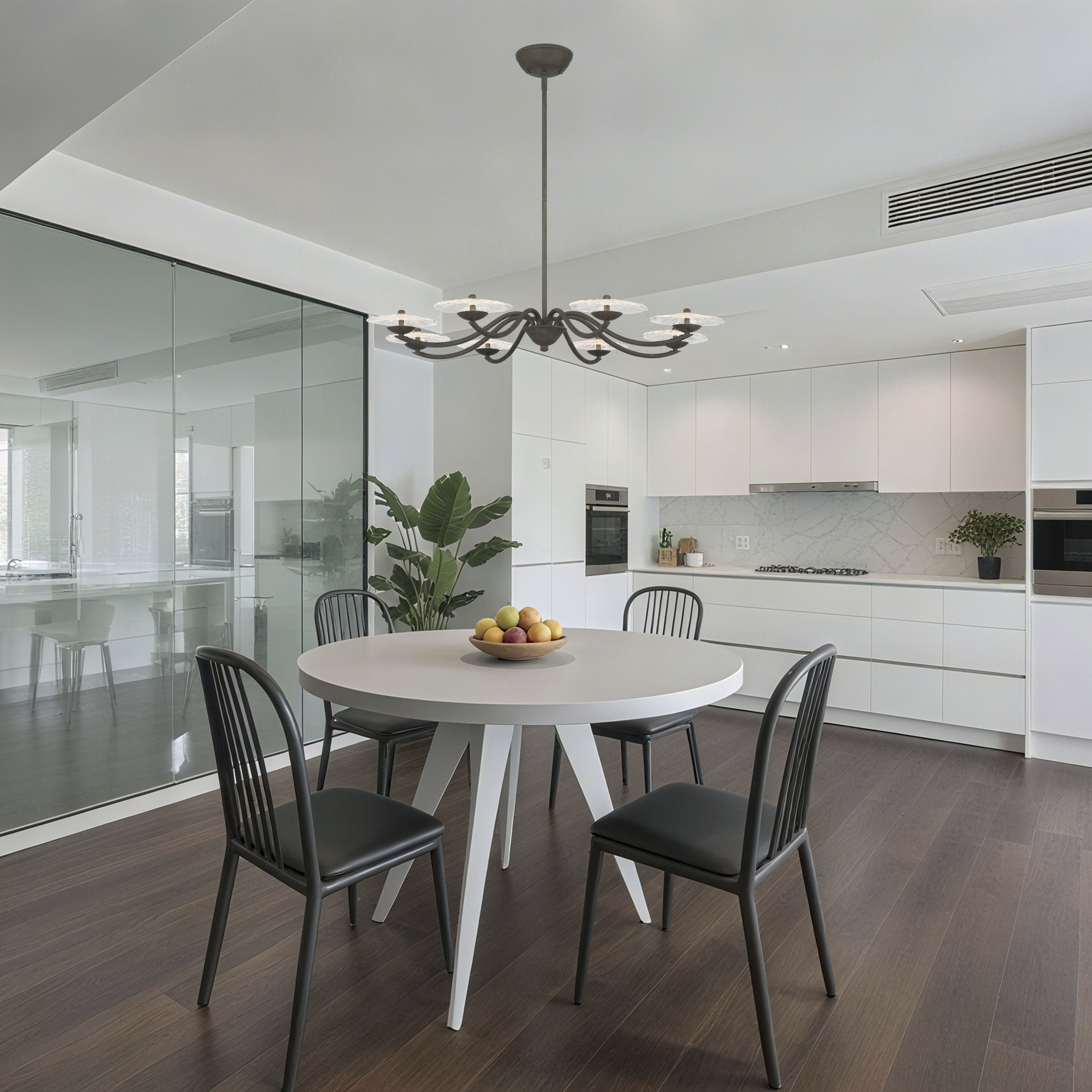 Coral Bloom 8 Light 30.5 inch Black Slate Chandelier Ceiling Light