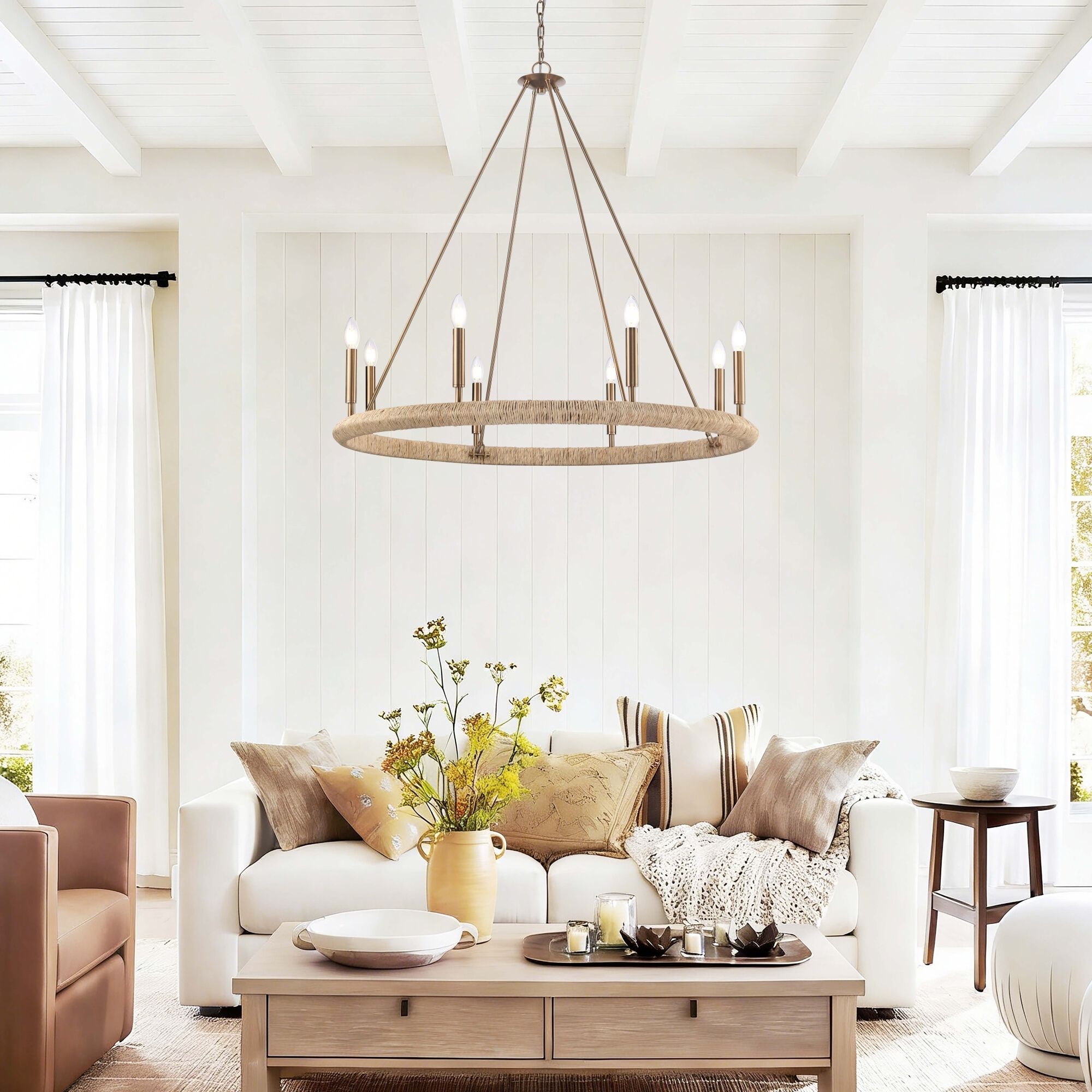 Cabana 8 Light 38 inch Lacquered Gold Chandelier Ceiling Light