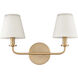 Hoyle 2 Light 16 inch Brushed Gold Vanity Light Wall Light
