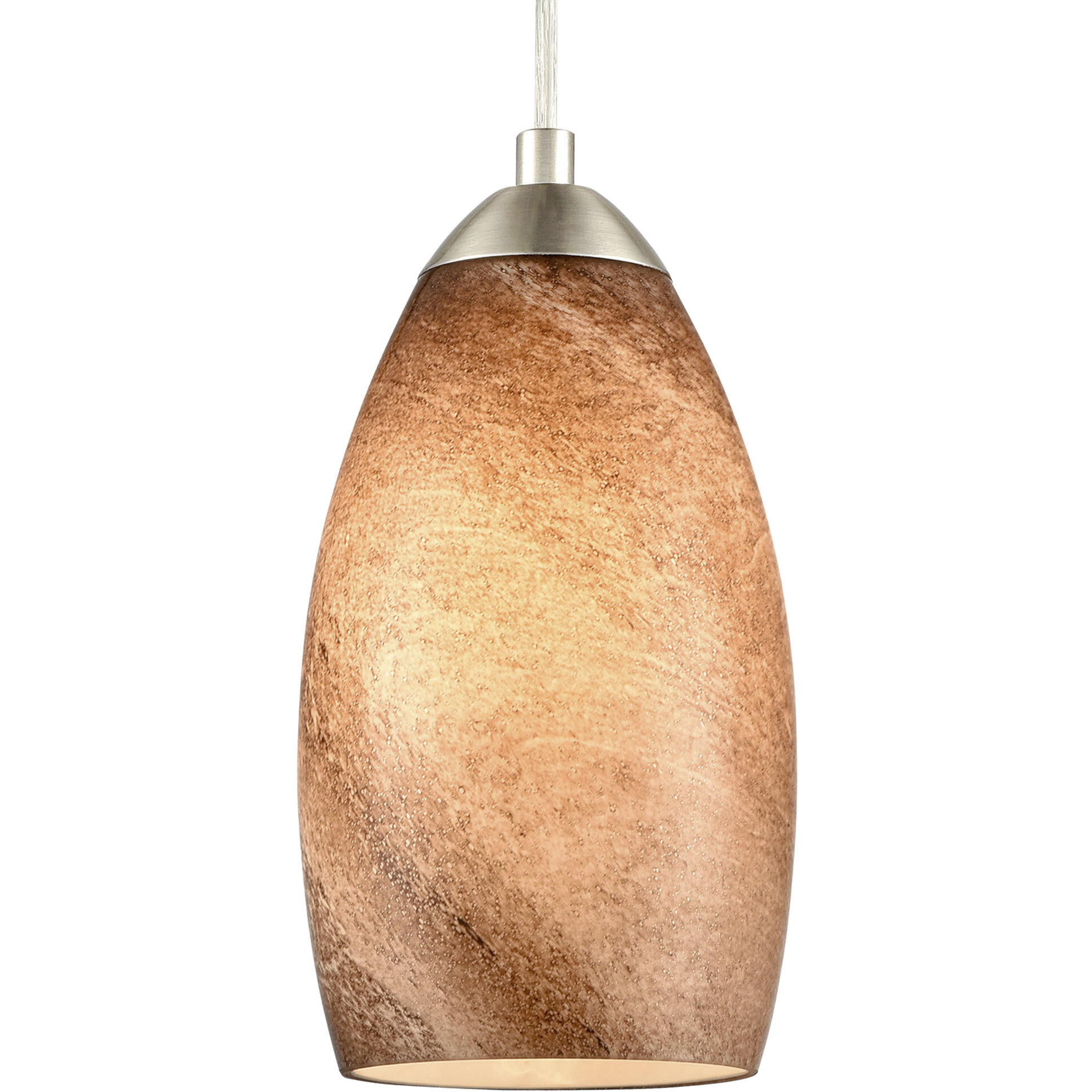 Planetario 1 Light 5 inch Light Brown with Satin Nickel Mini Pendant Ceiling Light