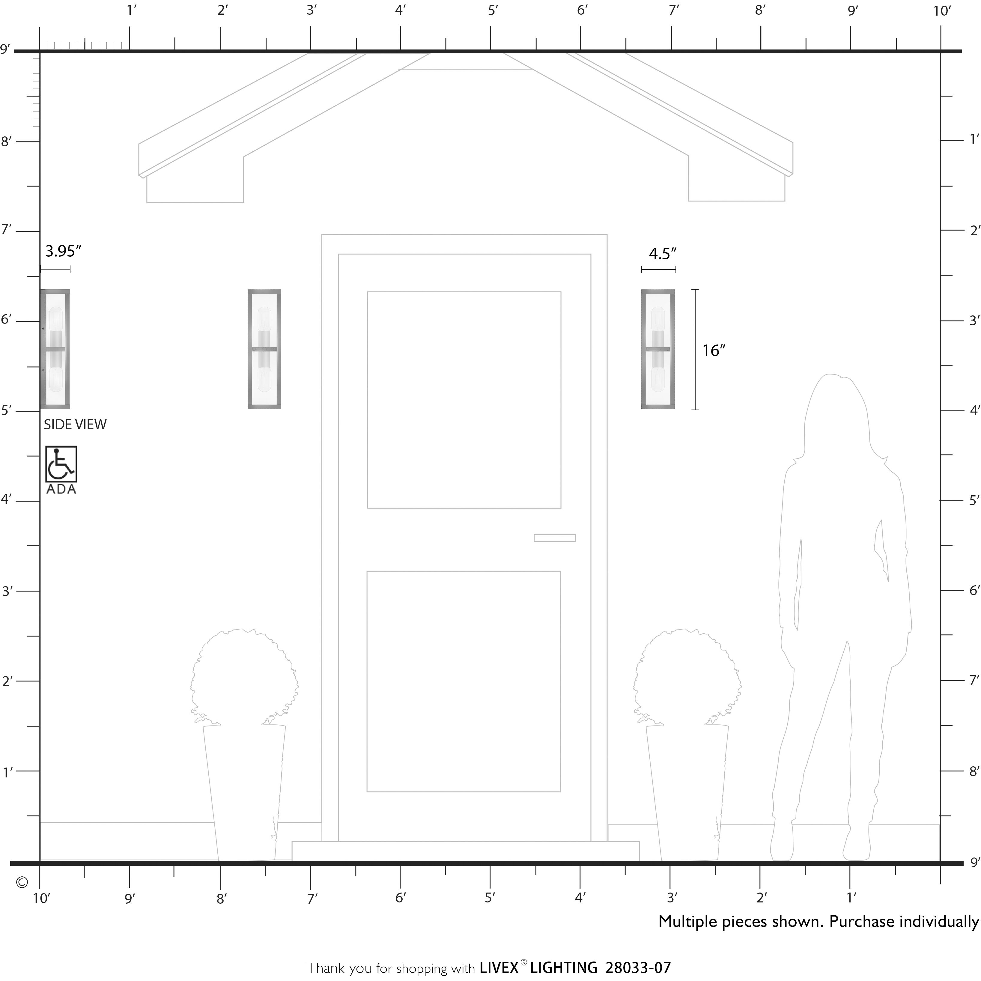 Gaffney 2 Light 16 inch Bronze with Antique Gold Finish Accents Outdoor ADA Wall Lantern