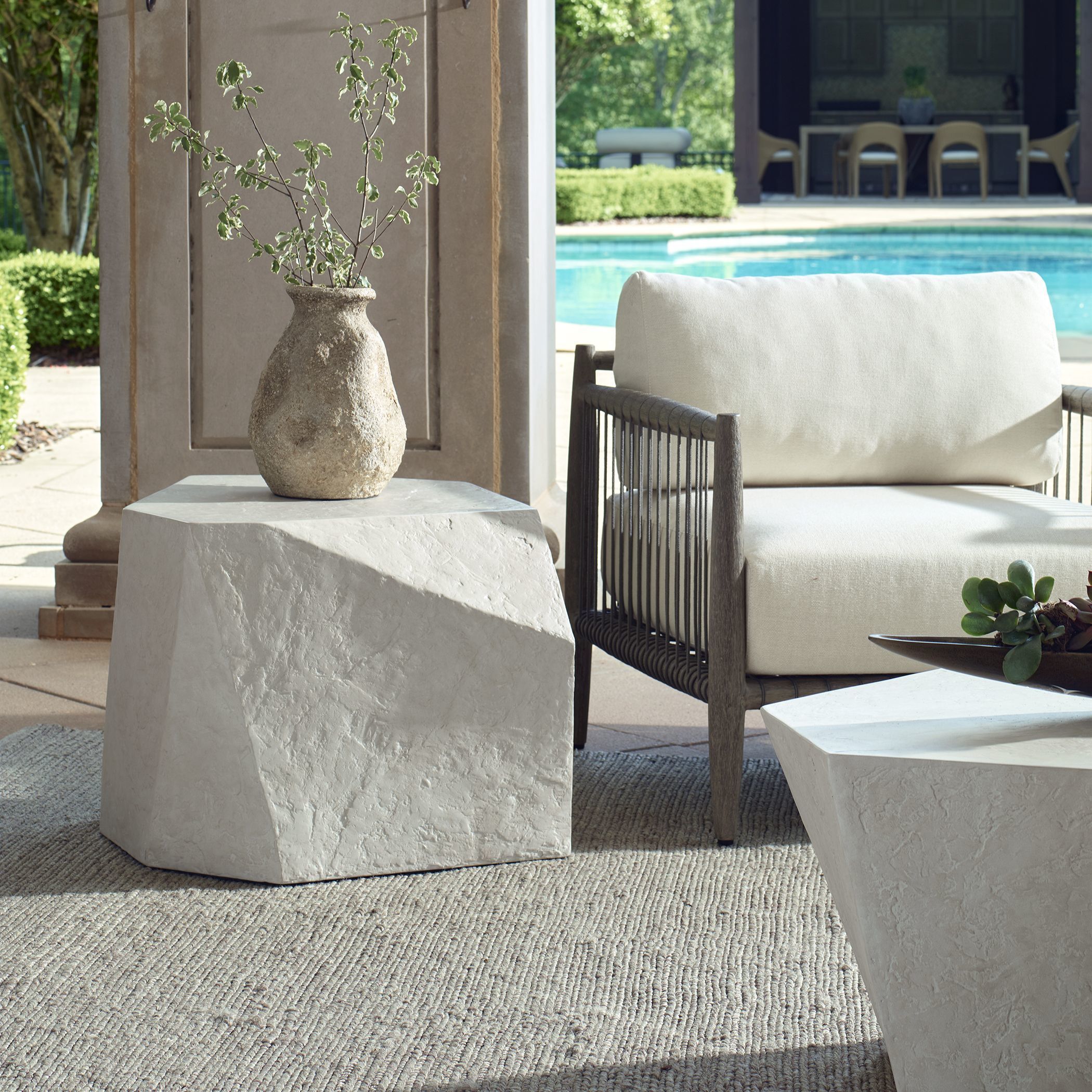 Parra 24 X 18 inch Natural Limestone Outdoor Side Table