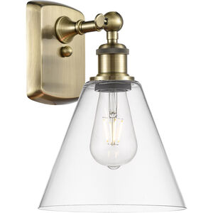 Ballston Cone LED 8 inch Antique Brass Sconce Wall Light in Clear Glass