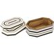 Octagonal Striped 11.5 X 7.5 inch White with Black Box, Set of 2