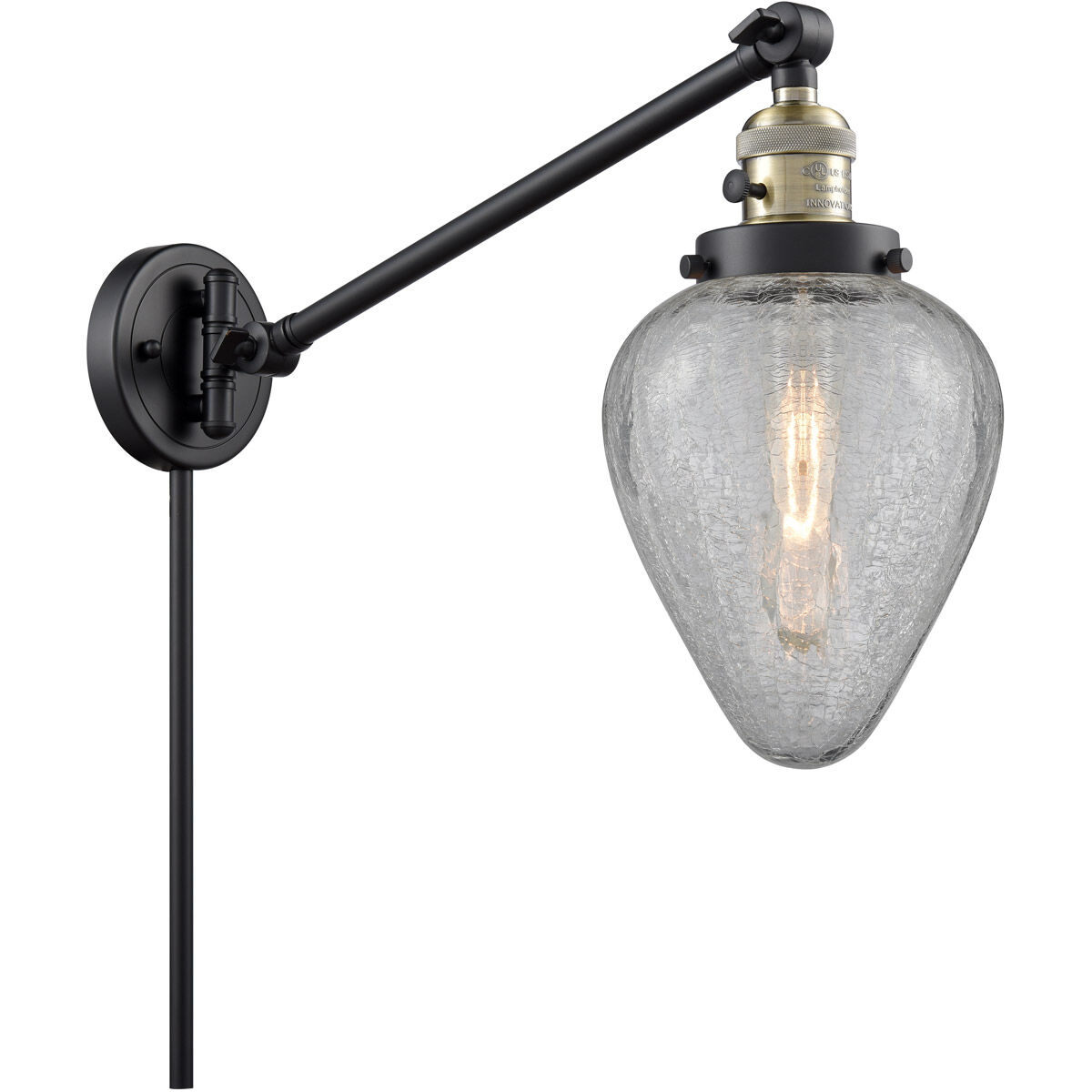 Geneseo 35 inch 3.50 watt Black Antique Brass Swing Arm Wall Light, Franklin Restoration