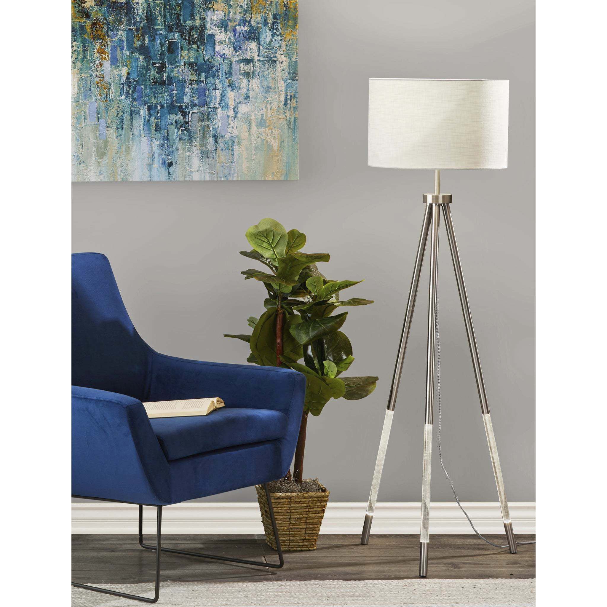 Adesso 3549 22 Della 59 inch 150.00 watt Brushed Steel with Clear