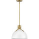 Argo LED 14 inch Polished White with Lacquered Brass Indoor Pendant Ceiling Light