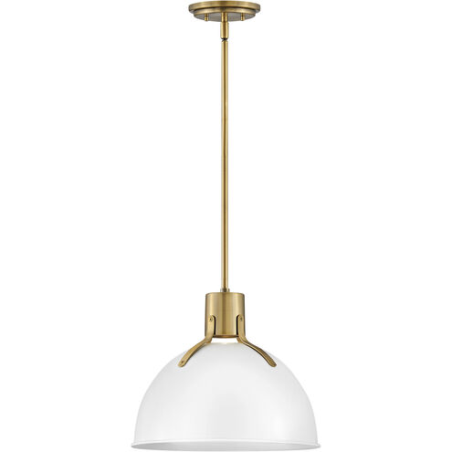 Argo LED 14 inch Polished White with Lacquered Brass Indoor Pendant Ceiling Light