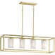 Lateral 4 Light 36 inch Satin Brass Linear Pendant Ceiling Light in Satin White