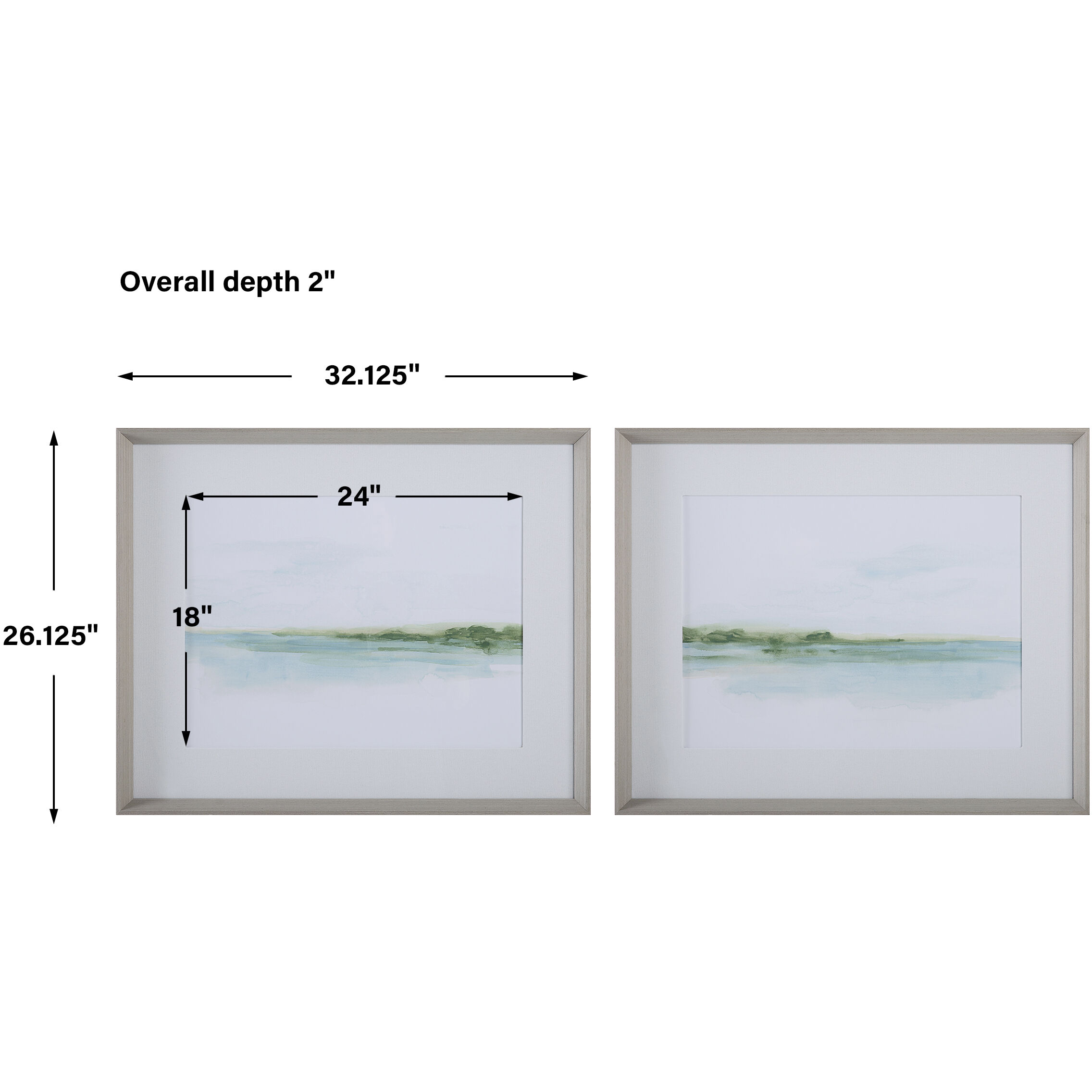 Green Ribbon Coast 32.13 X 26.13 inch Framed Prints, Set of 2