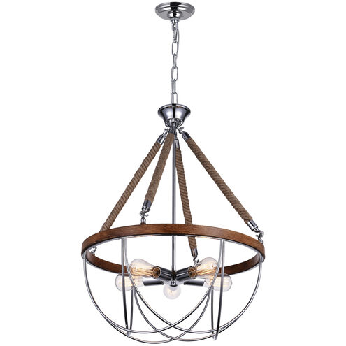 Parana 5 Light 24 inch Chrome Down Chandelier Ceiling Light