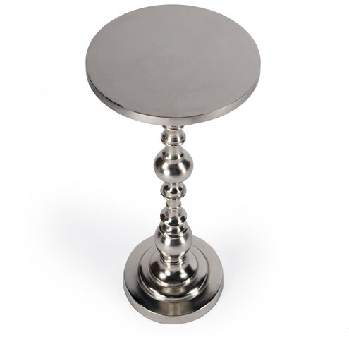 Darien Round Pedestal 10"W Side Table in Silver