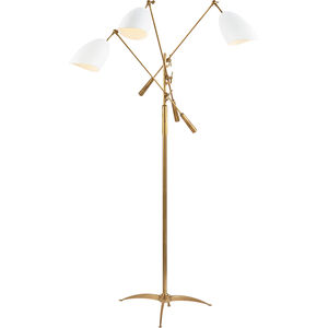AERIN Sommerard 60 inch 60.00 watt Hand-Rubbed Antique Brass and White Triple Arm Floor Lamp Portable Light