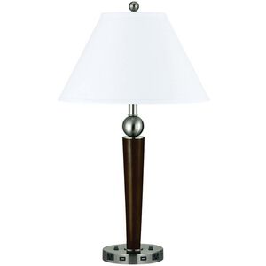Hotel 29 inch 60 watt Espresso and Brushed Steel Night Stand Lamp Portable Light