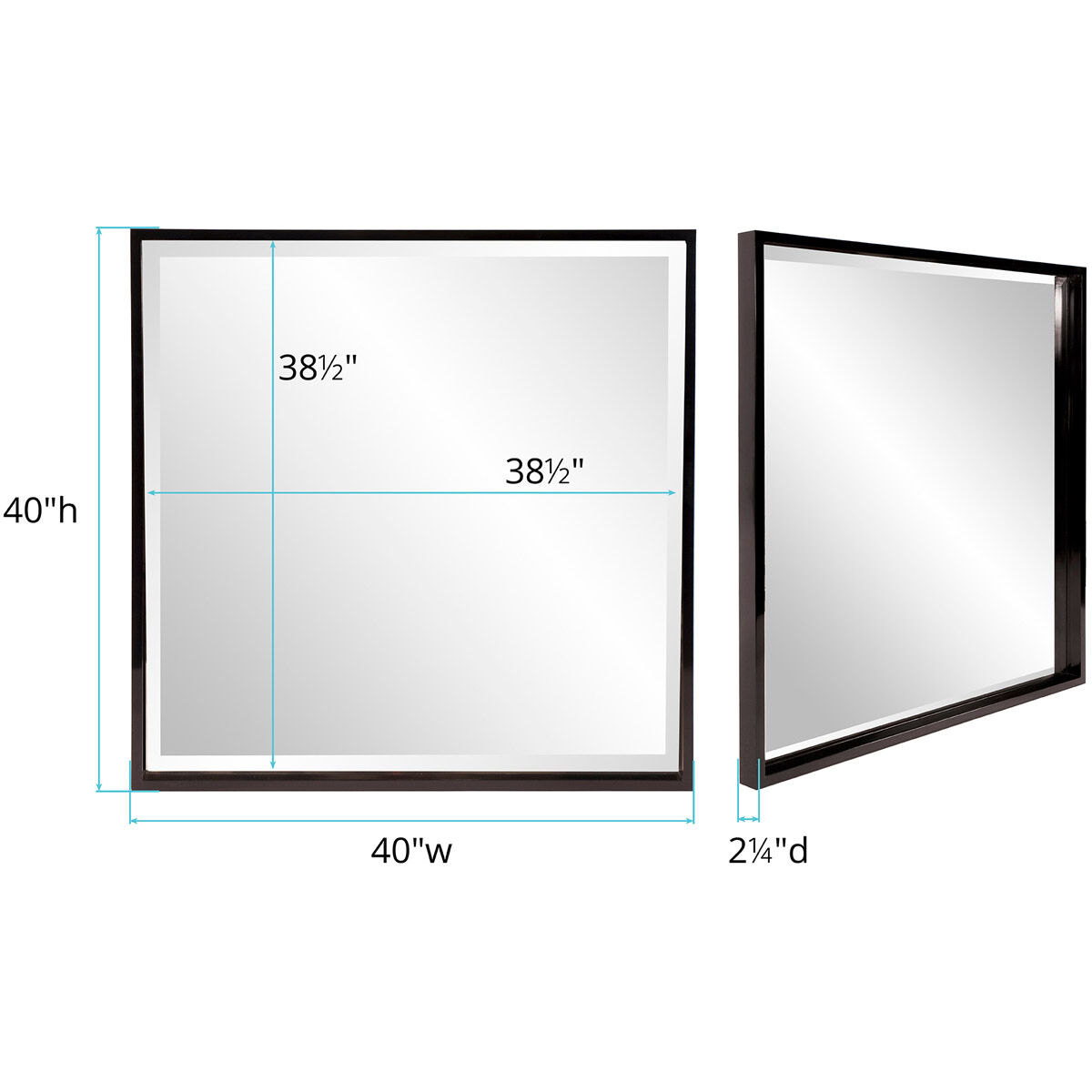 Isa 40 X 40 inch Glossy Black Wall Mirror 