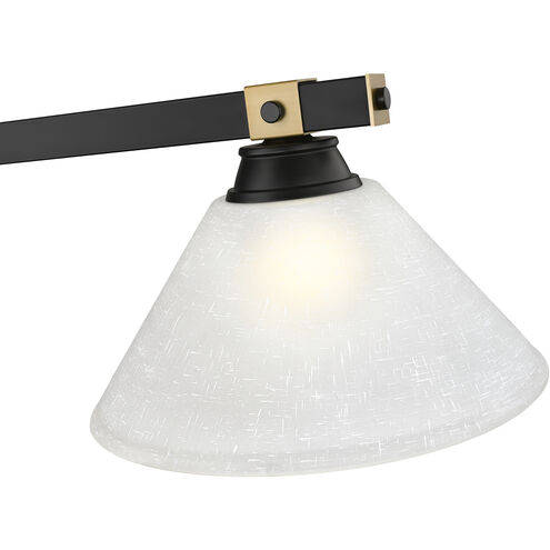 Bronte 3 Light 52.75 inch Matte Black and Rubbed Brass Billiard Light Ceiling Light in White Linen Glass
