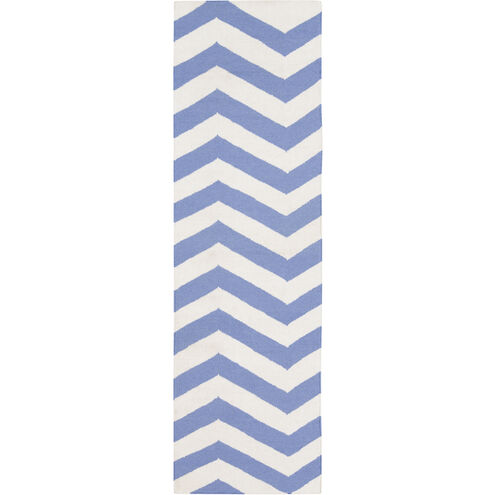 Frontier 96 X 30 inch White, Bright Blue Rug
