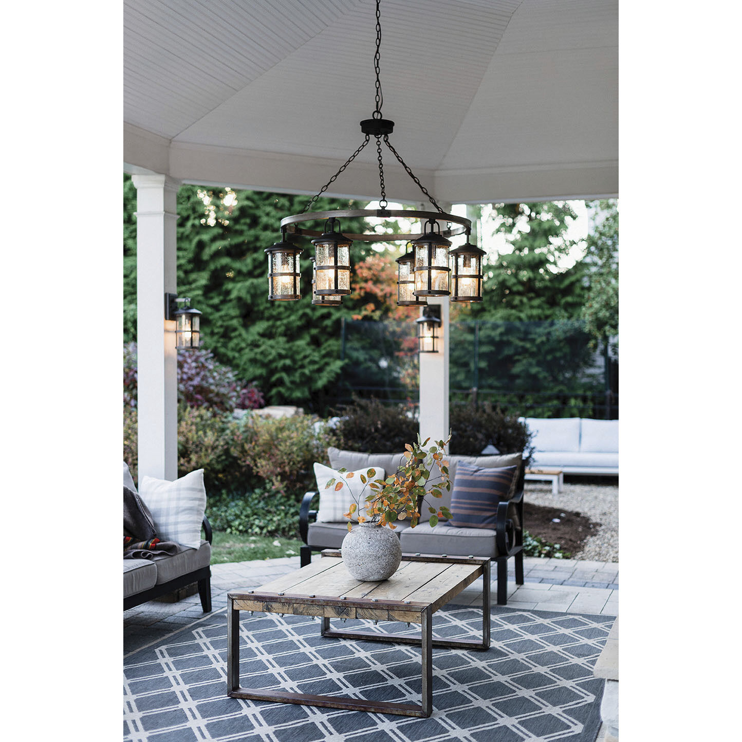 Open Air Lakehouse LED 42 inch Aged Zinc with Driftwood Gray Outdoor Hanging, Estate Series