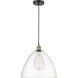 Edison Dome 1 Light 16 inch Black Antique Brass Pendant Ceiling Light in Clear Glass