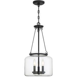 Akron 3 Light 12 inch Matte Black Pendant Ceiling Light, Essentials