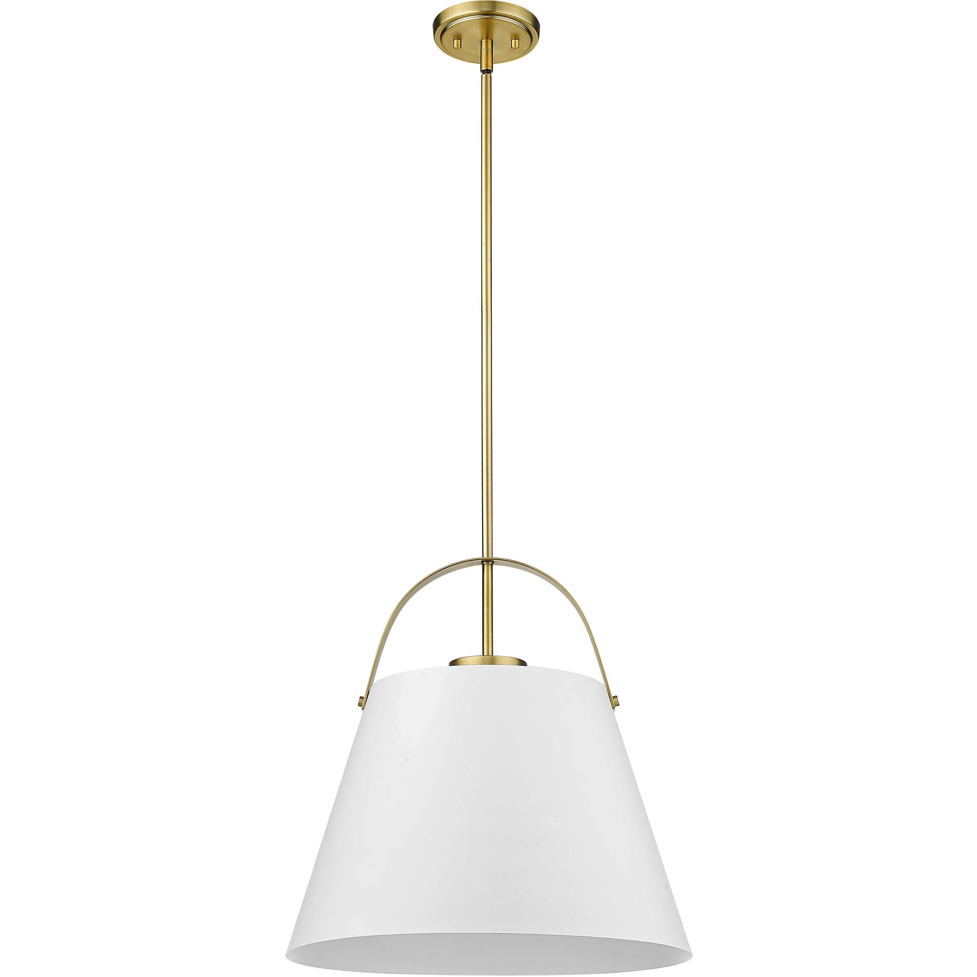 Z-Studio 1 Light 18 inch Matte White and Heritage Brass Pendant Ceiling Light