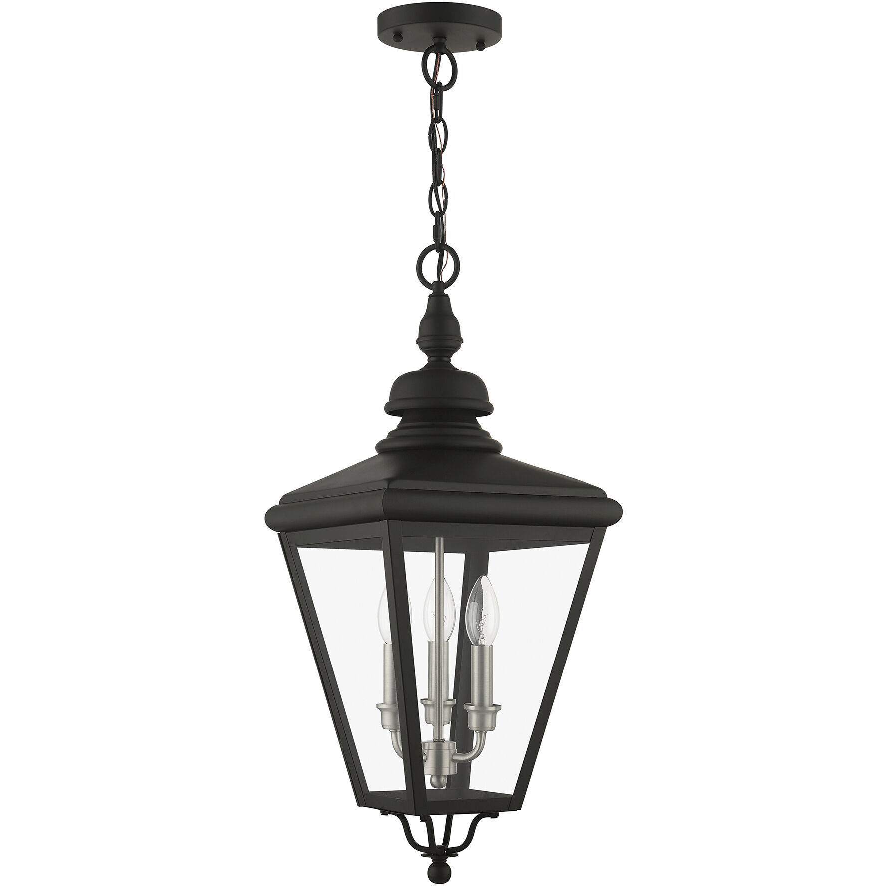 Adams 3 Light 10.63 inch Black with Brushed Nickel Finish Cluster Outdoor Large Pendant Lantern Ceiling Light in Black with Brushed Nickel Accent