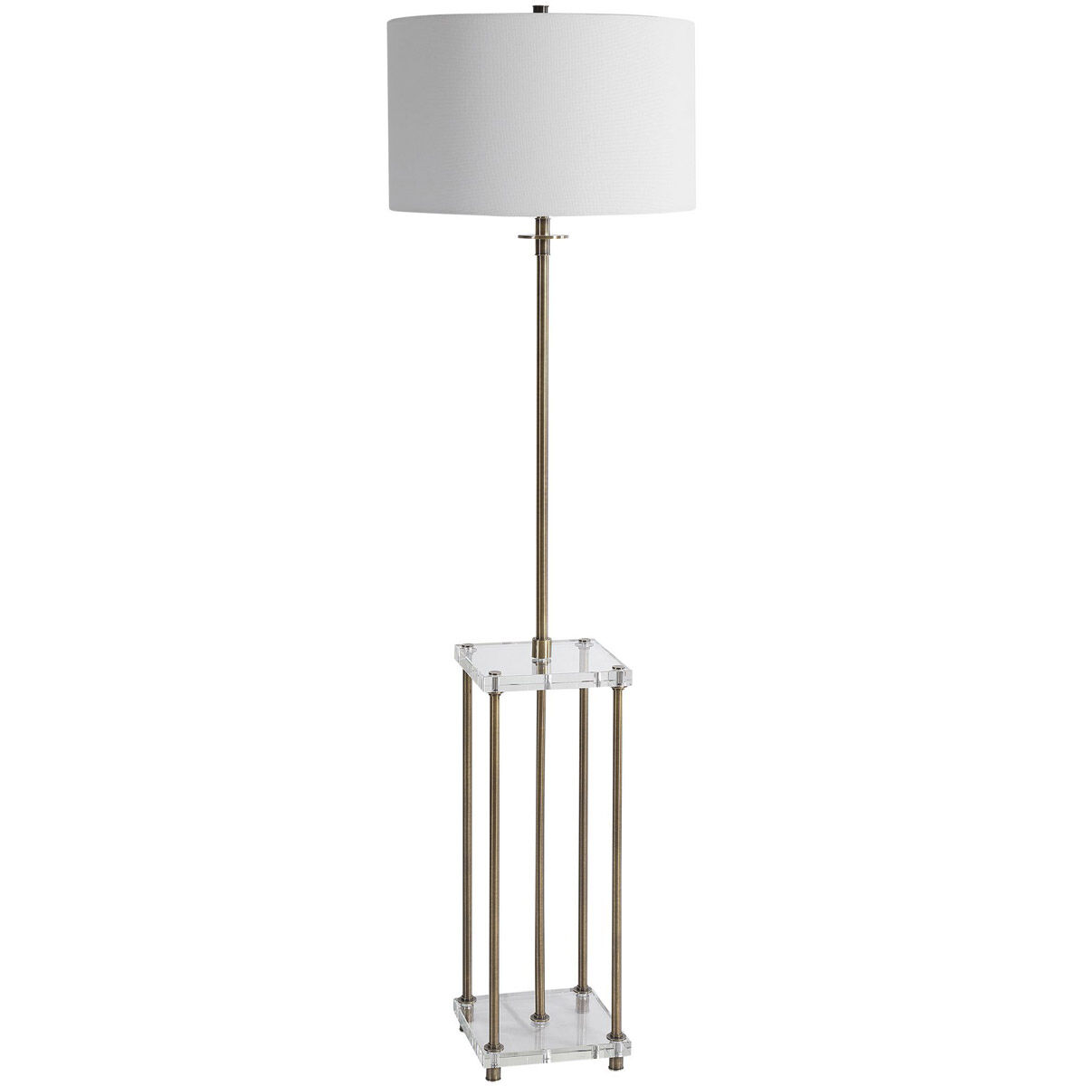 Palladian 67 inch 150.00 watt Plated Antique Brass and Crystal Floor Lamp Portable Light