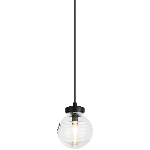 Ridge 1 Light 8 inch Matte Black Pendant Ceiling Light in Matte Black and Clear