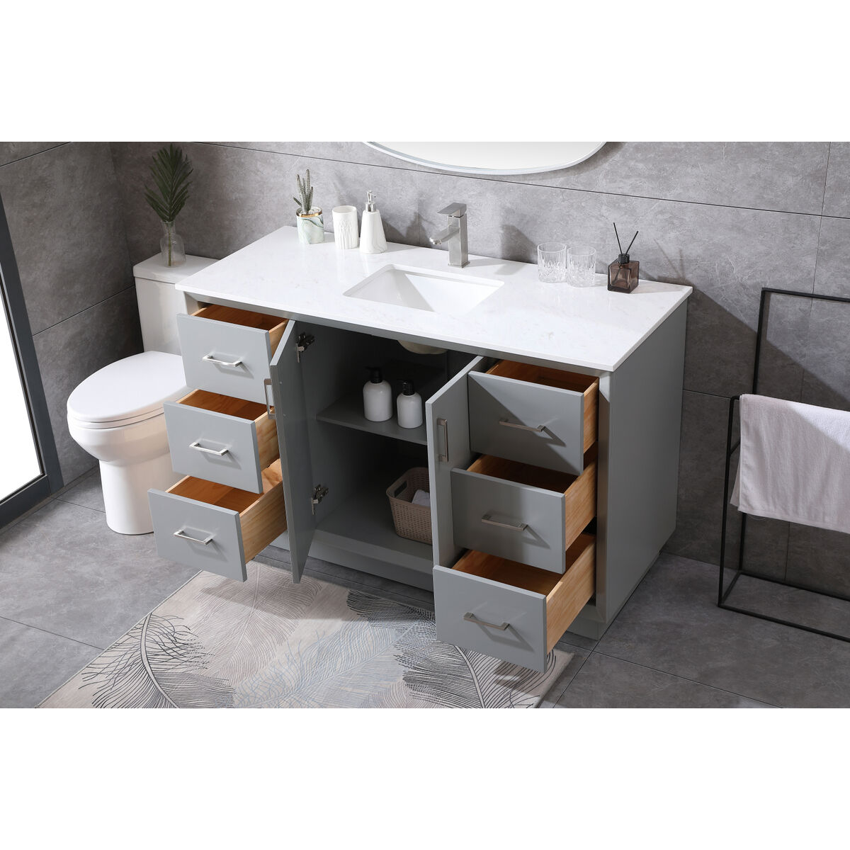 Hayes 54 X 22 X 35 inch Grey Vanity Sink Set