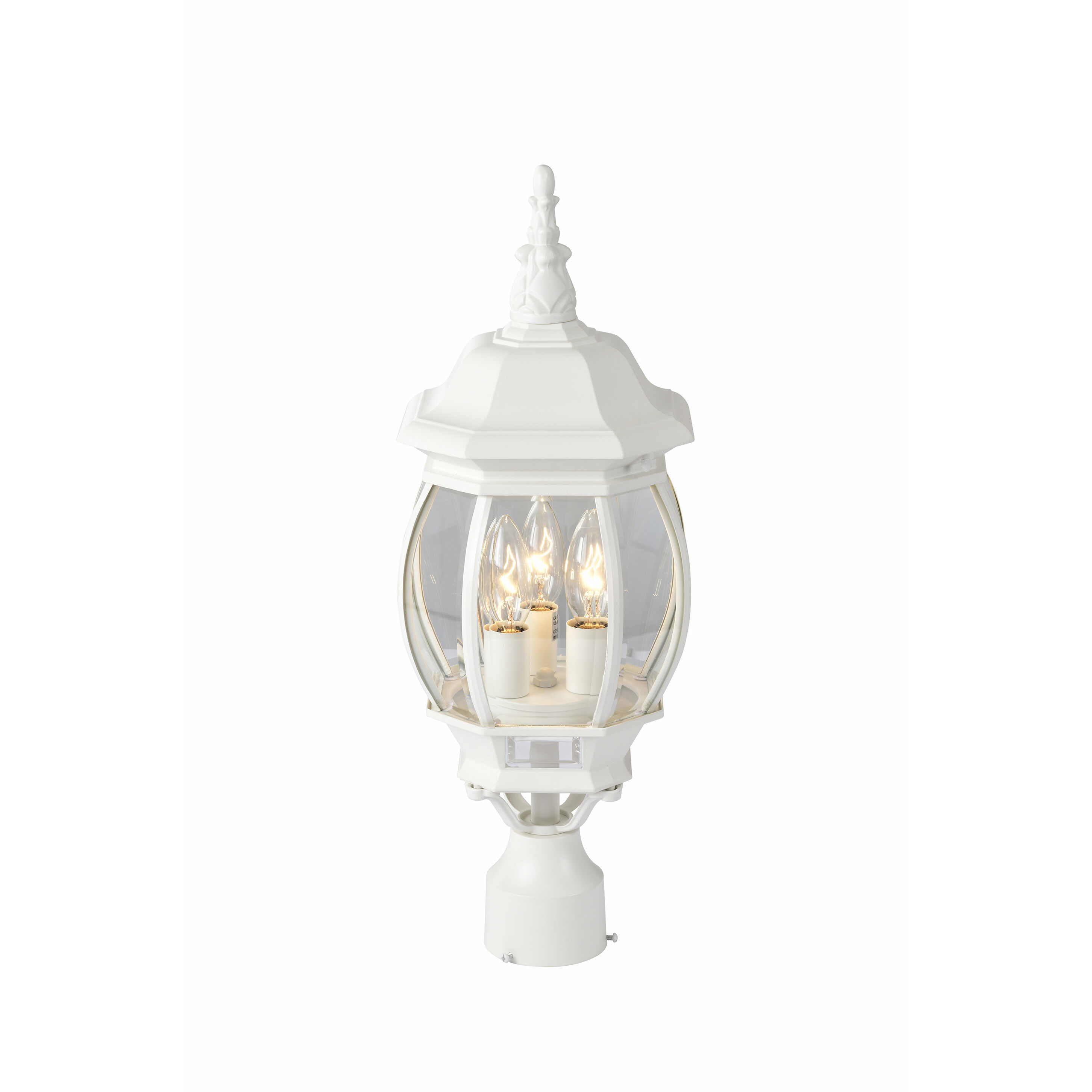 Central Park 3 Light 21 inch White Outdoor Post Lantern