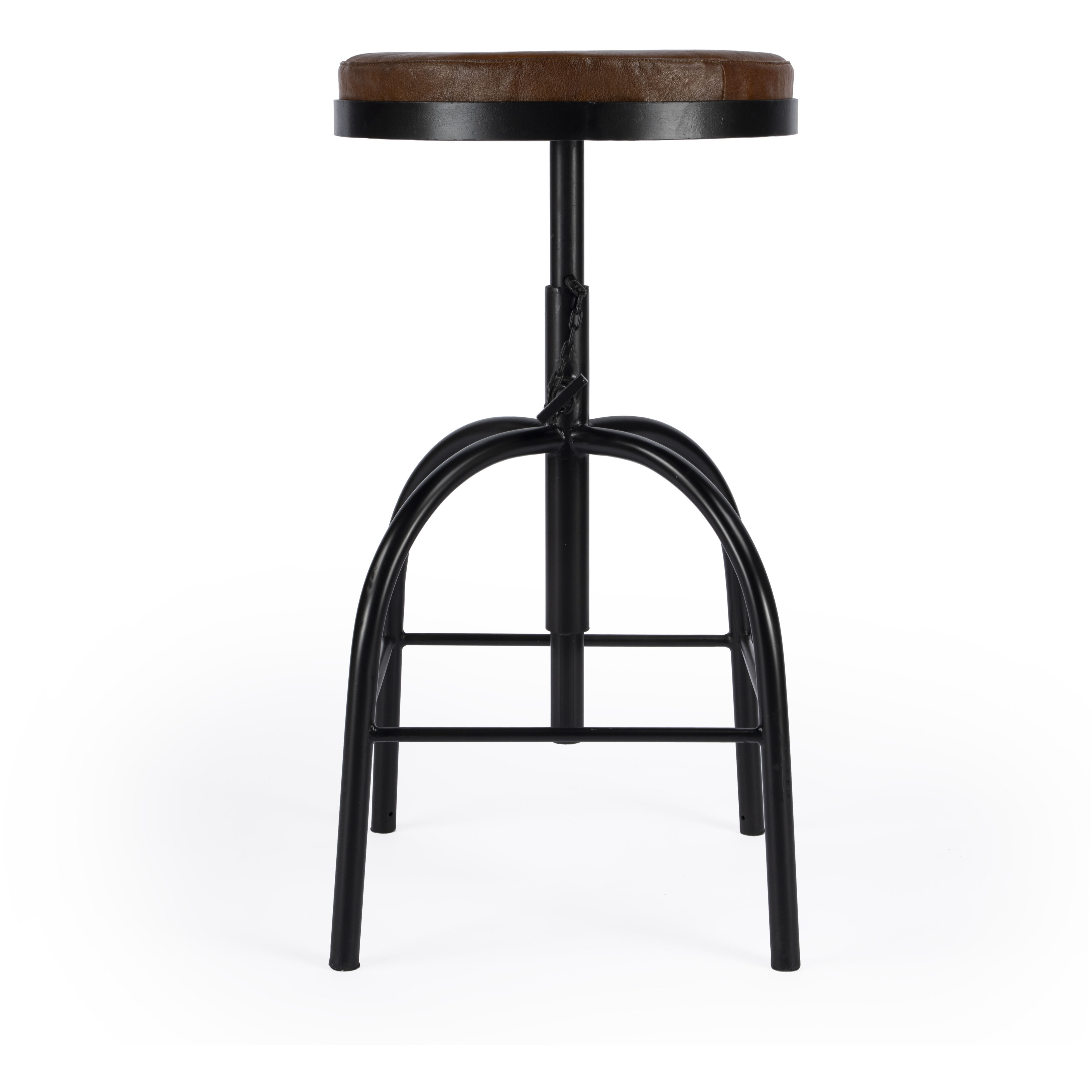 Clyde Leather 25" Adjustable Bar Stool in Medium Brown