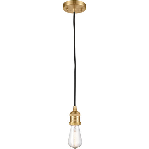 Franklin Restoration Bare Bulb 1 Light 2 inch Satin Gold Mini Pendant Ceiling Light, Franklin Restoration