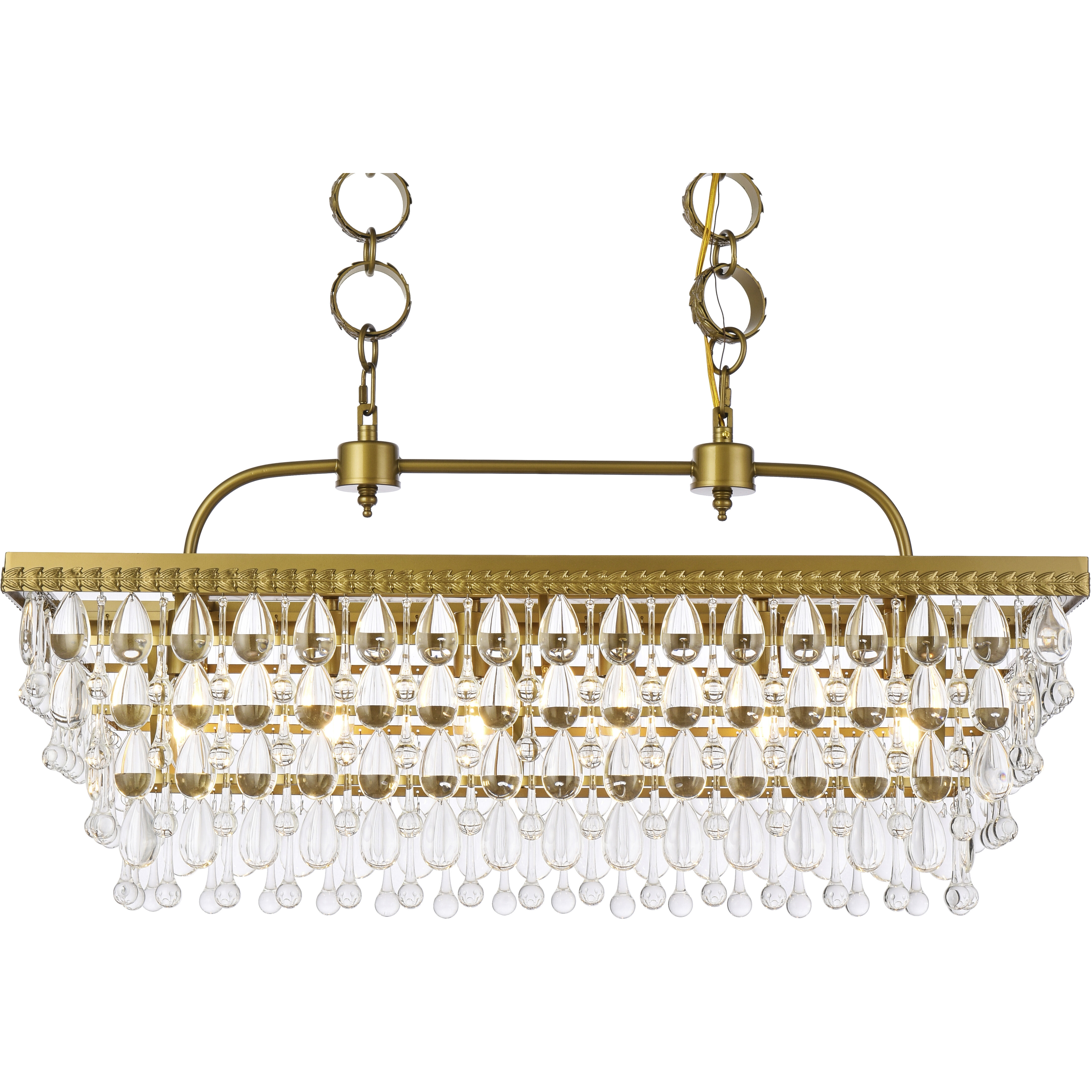 Nordic 6 Light 32 inch Brass Linear Pendant Ceiling Light