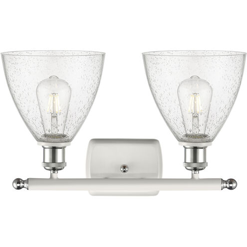 Ballston Ballston Dome 2 Light 18 inch White and Polished Chrome Bath Vanity Light Wall Light in Seedy Glass