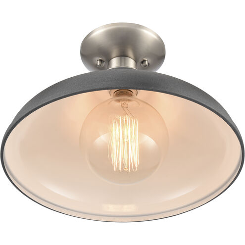 Grenville 1 Light 13 inch Brushed Nickel Semi Flush Mount Ceiling Light in Matte Black