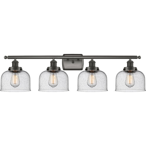 Ballston Large Bell 4 Light 36 inch Oil Rubbed Bronze Bath Vanity Light Wall Light in Seedy Glass, Ballston