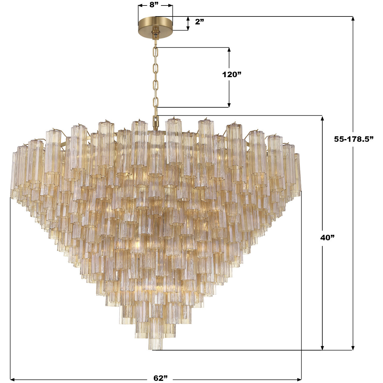 Addis 40 Light 62 inch Aged Brass Chandelier Ceiling Light