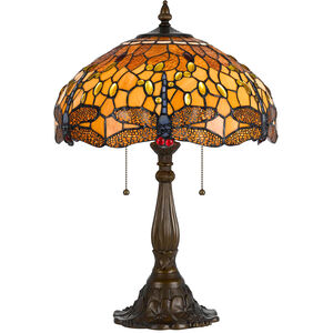Tiffany 23 inch 60 watt Antique Brass Table Lamp Portable Light