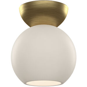 Arcadia 1 Light 6 inch Black with Brushed Gold Semi Flush Mount Ceiling Light in Opal
