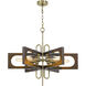 Sneek 6 Light 5 inch Antique Brass/Wood Chandelier Ceiling Light