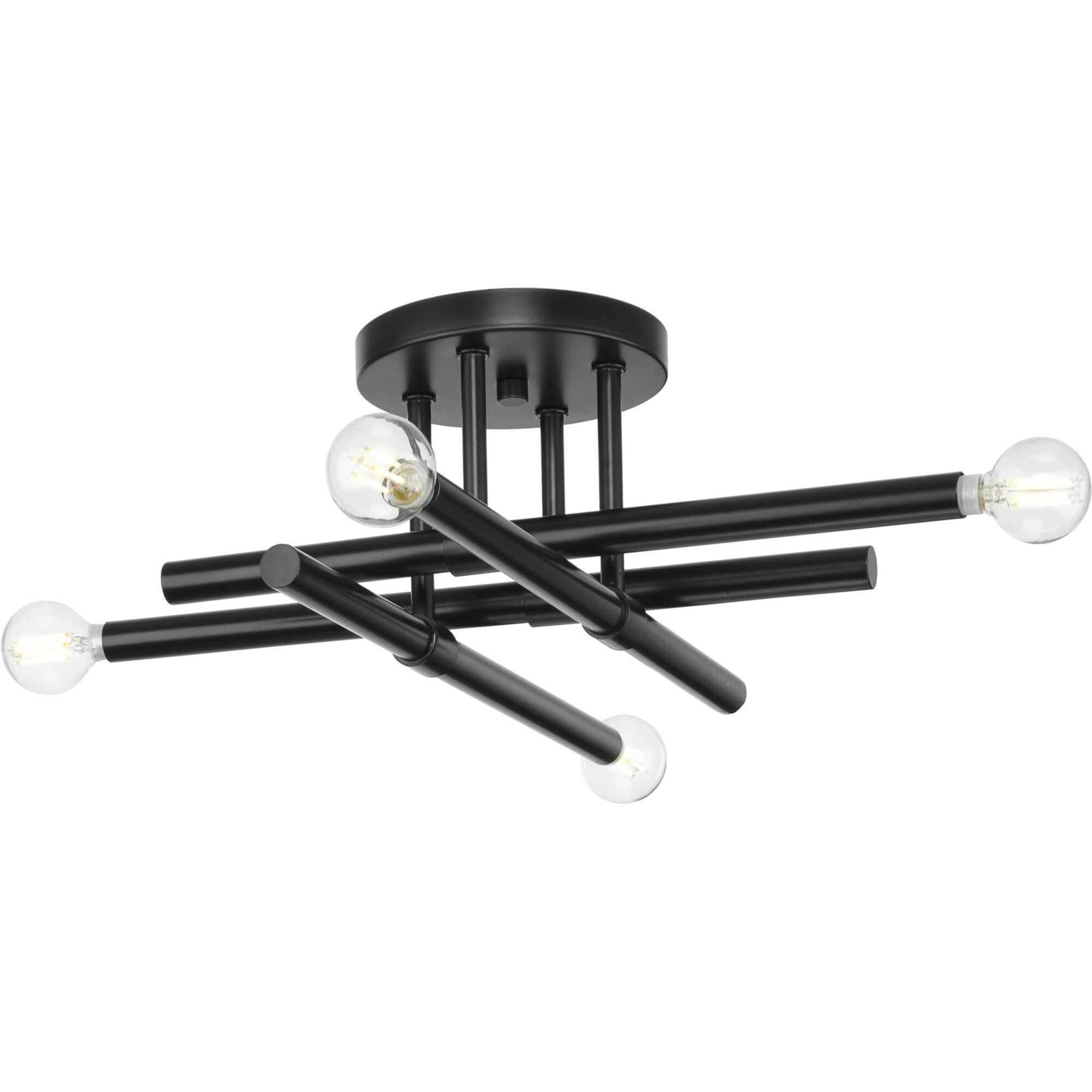Arya 4 Light 20.12 inch Matte Black Semi-Flush Mount Ceiling Light, Design Series