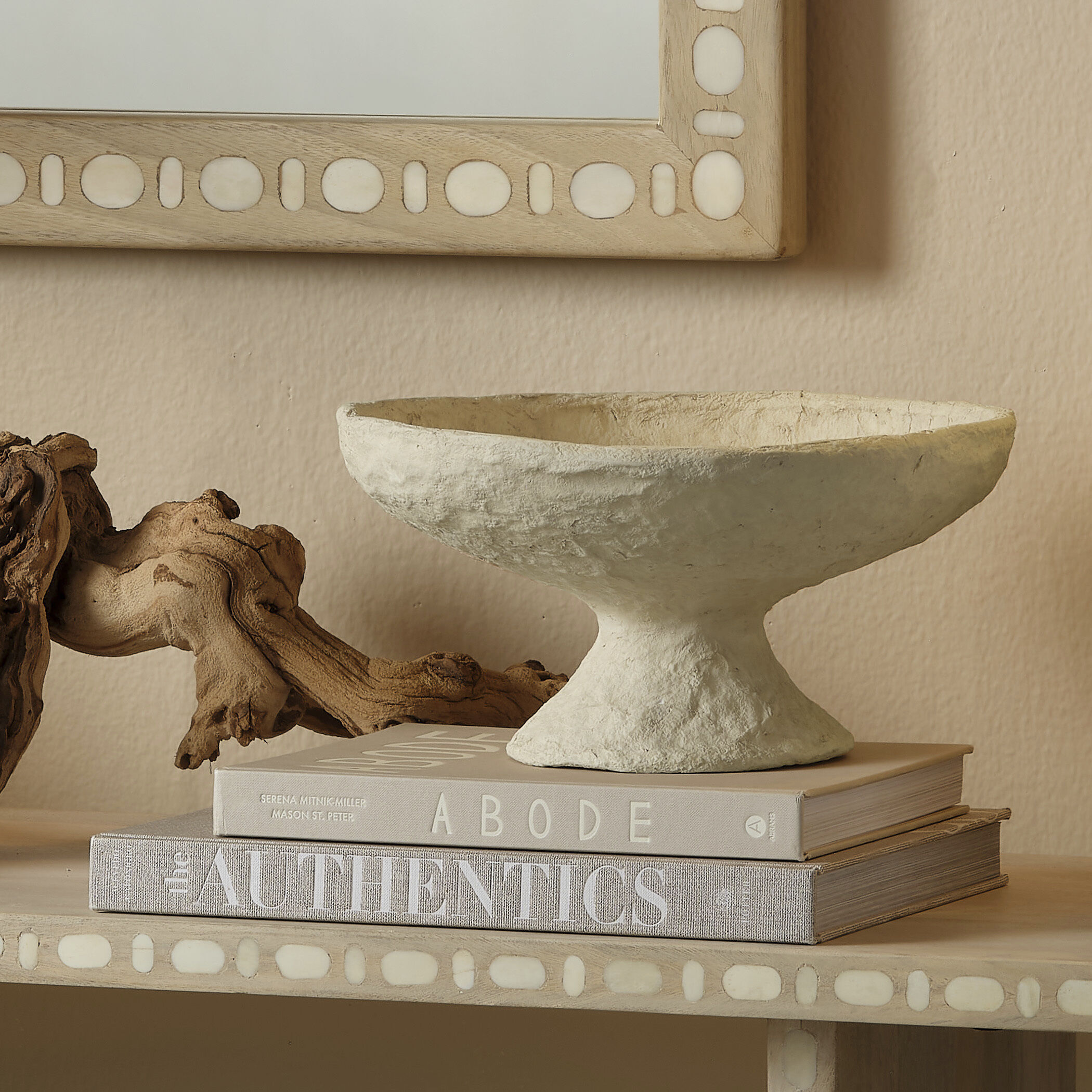 Garden Cream Pedestal Bowl